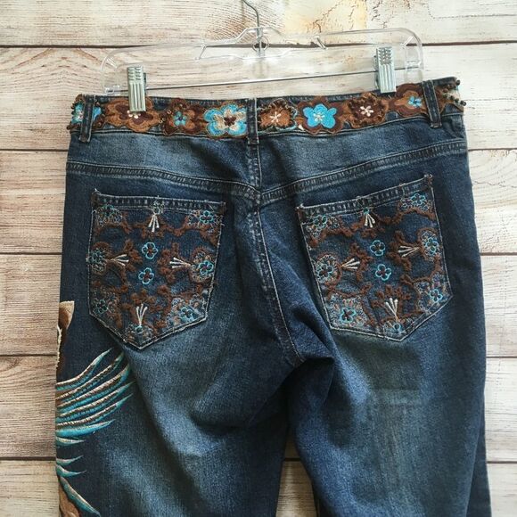 ANTHROPOLOGIE BASIL & MAUDE EMBROIDERED AND BEADED JEANS - Picture 7 of 10